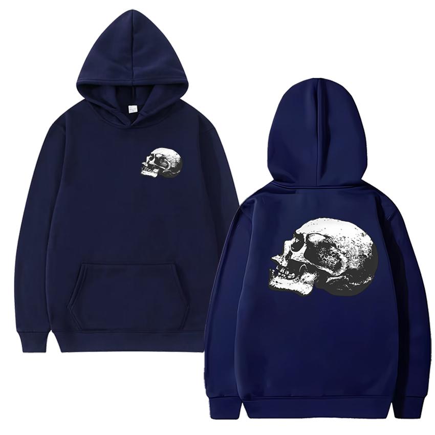 

2025 Retro Skull Double Sided print streetwear Hoodies Men women hip hop harajuku pullovers Unisex Fleece Long sleeve Sweatshirt 3XL