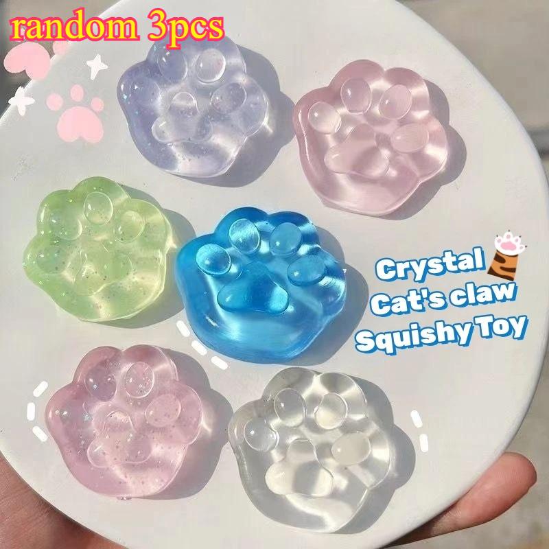 

New Kawaii Cat Paw Sticky Squeeze Toy Soft Realistic Jelly Glitter Cat Claw Squishy Stress Relief Toys Adults Unique Gifts (As shown-12265)-