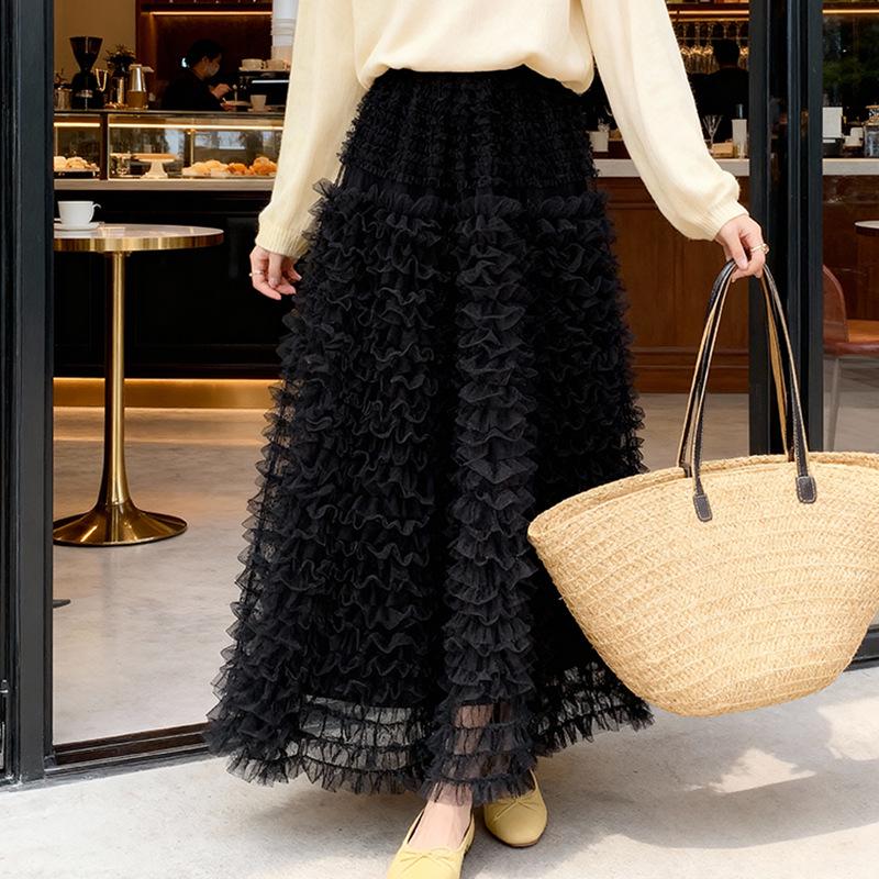 Fei Yuan Korean Style Princess Dress: Early Spring Sweet Layered Mesh Cake Dress for Women