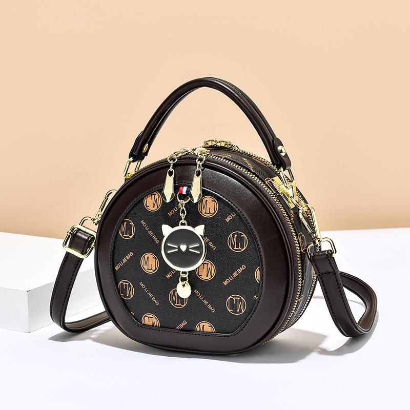 New Women's Round Bag Trendy Version Ladies Crossbody Bag Sweet and Cute Printed Handbag Ladies Luxury Small Round Bags