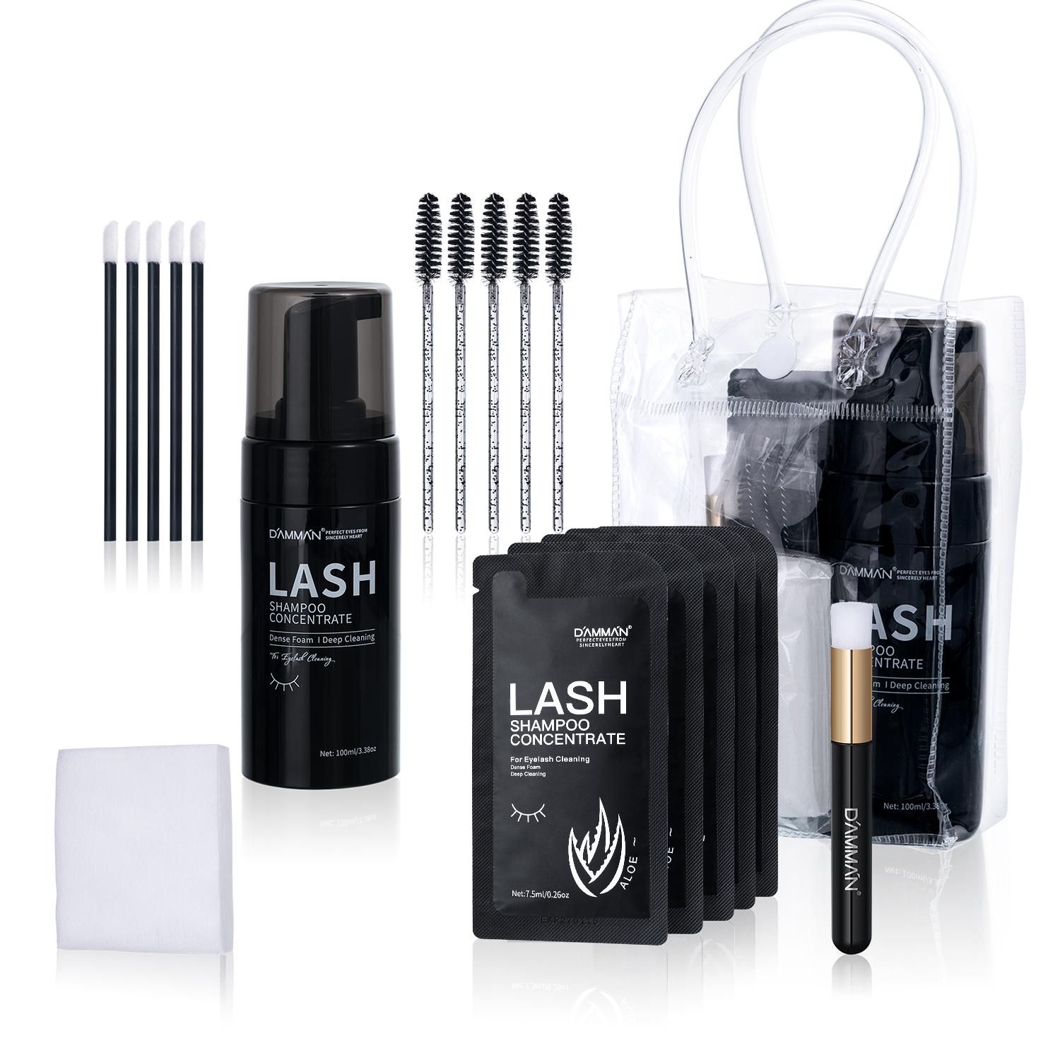 DAMMAN Lash Shampoo Cleaning Set - 100ml Foam Cleanser for Eyelash Extensions