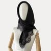 Satin Lace Trim Triangle Hijab Scarf Soft Silky Headscarf Floral Lace Edge Shawls Muslim Women Head Wrap Bandana Hair Scarf