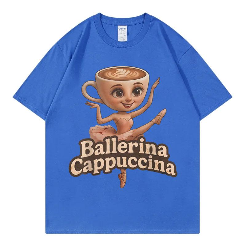 Funny Italian Brainrot Meme Ballerina Cappuccina Tshirt Men Women Vintage Fashion Y2k Tshirts Summer Casual Oversized T Shirt
