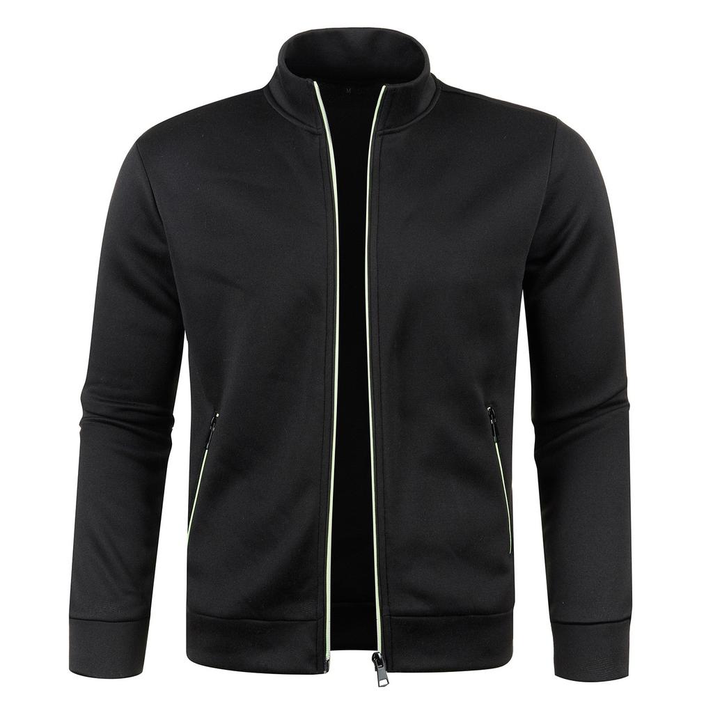 Winter Men's Long Zip Knit Sleeves Thin Velvet Fashion Top Sweater Coat