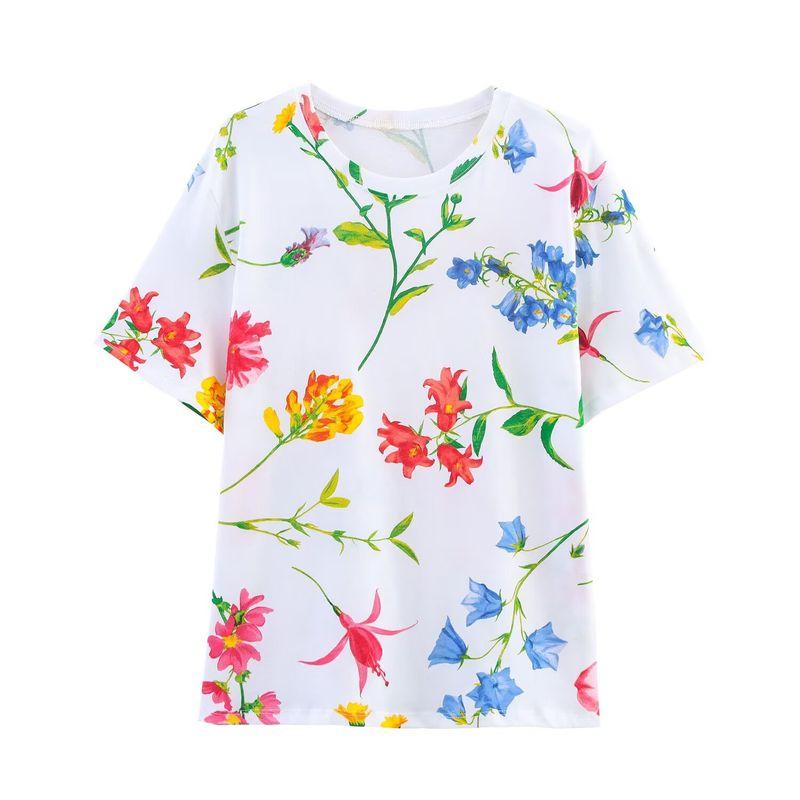 Kaslead New Women clothes Western Style Fashion Simple and Versatile Print T-shirt Top 0264335