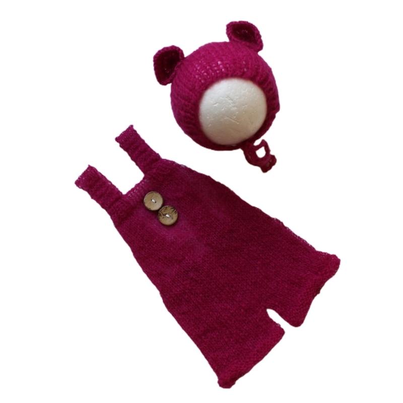 Recuzită Fotografie Bebeluș Pălărie Urs Costum Nou-născuți Recuzită Foto Căciulă Ședință Foto Bebeluș Costum Foto Bebelanș Jumpsuit Croșetat