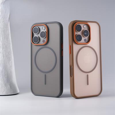 Applicable To IPhone 16 Skin Soft and Thin Circle Magnetic Suction Apple 15 Translucent Contrast Lens Ring Mobile Phone Case