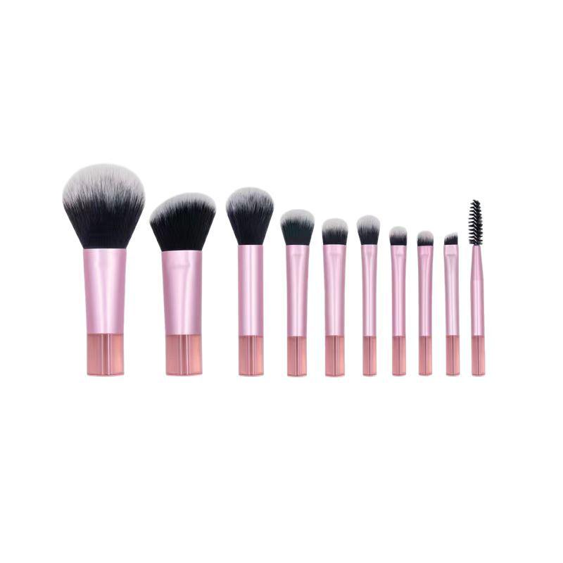 Crystal Handle Makeup Brush Set: Portable 10-Piece Kit for Powder, Contour, Blush, and Eyeshadow