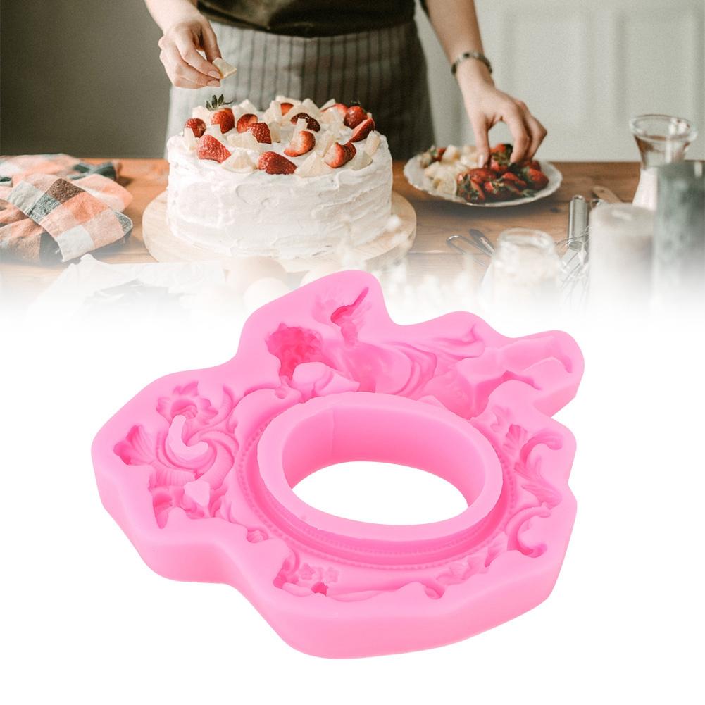 European Angel Photo Frame DIY Silicone Mold Fondant Chocolate Mould Cake Baking Decor ToolPink