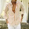 Camisa de manga larga de resort de playa transpirable informal de negocios a rayas para hombres