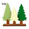 Festive Table Sign Wooden Christmas Tree Sign, 3 Colors Pine with Basswood Tabletop Base, Rustic Xmas Desktop Decoration for Holiday Party Decorative