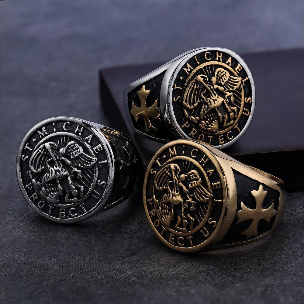 Vintage Erzengel Titanstahlring für Herren Stilvoller Langlebiger Titanring