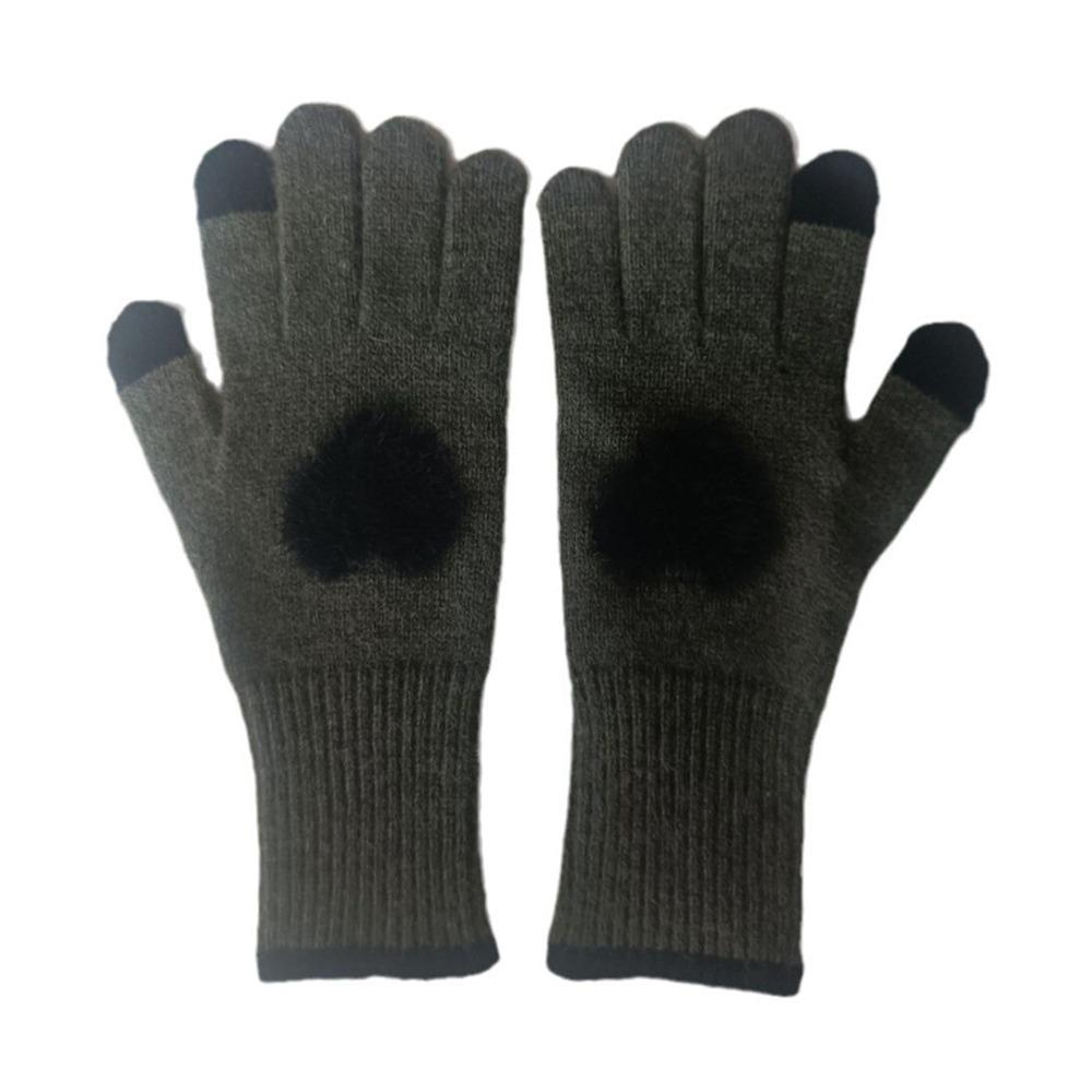 Cold Weather Korean Style Heart Gloves Touchscreen Thick Warm Knitted Gloves Coldproof Winter Mittens Autumn Winter
