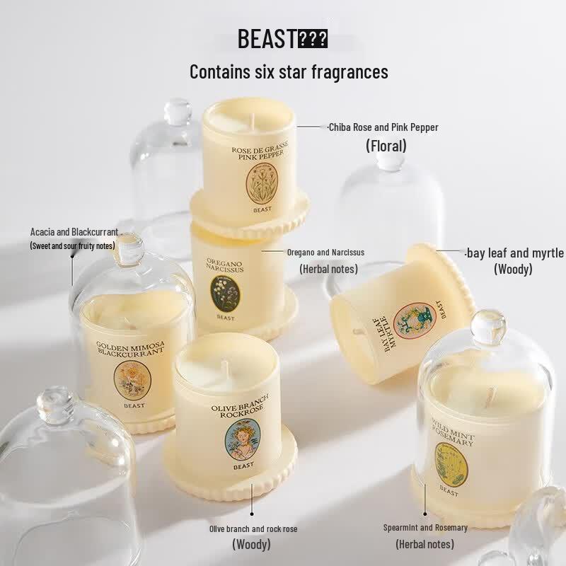 BEAST flower Goddess Wreath Botanical Essential Oil Mini Cloche Candle Gift Set