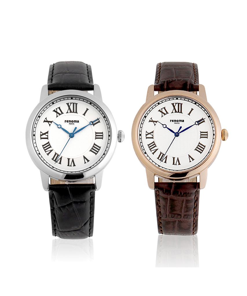 Montre Classique Homme Lenomasigye à Chiffres Romains Cuir Re5455M