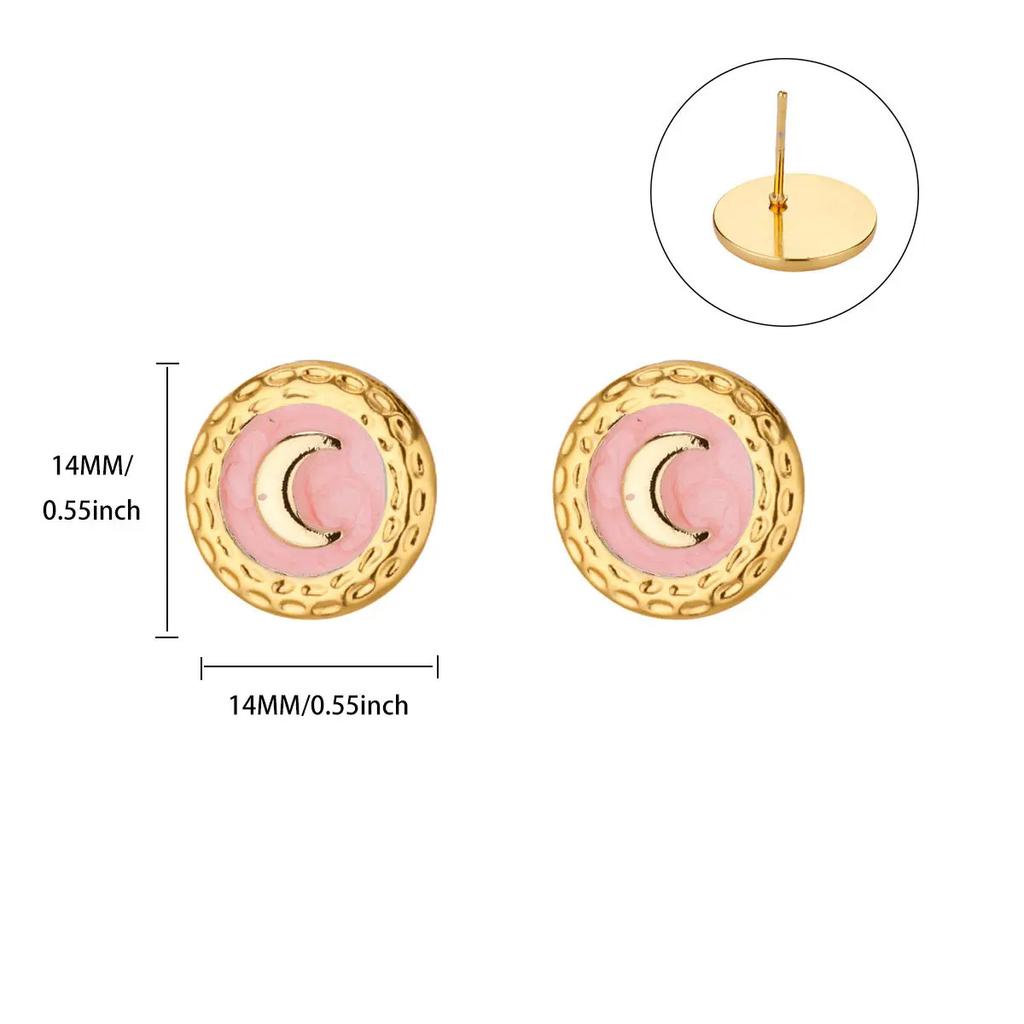 Titanium Steel Oil Dripping Color Round Stud Earrings, Earrings, Light Luxury High-end Tiger's Eye Stone Fashion Earrings, Jewelry