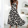 Women’s Sleeveless V Neck Maxi Dress Summer Geometric Floral Print Loose Fit Long Dress with Adjustable Straps