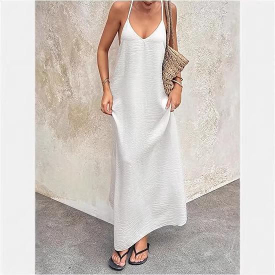 2026 new women's suspender backless sexy hollow sleeveless long dress women's wholesale
