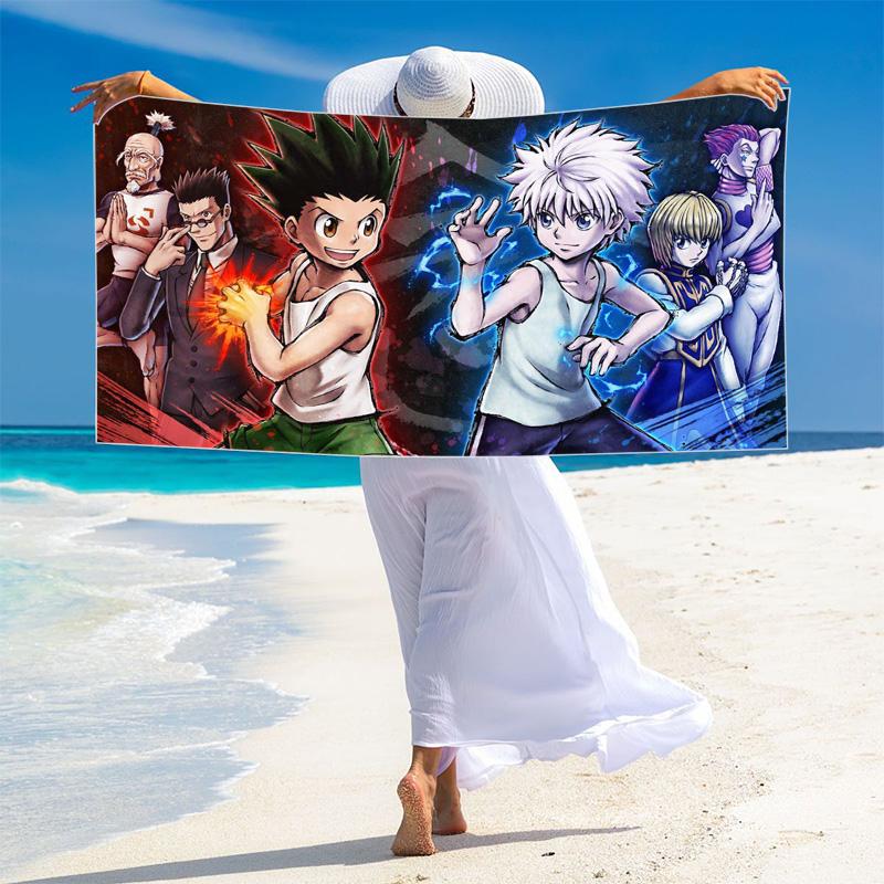 Anime Hunter x Hunter Print Beach Towel, Large Soft Quick Dry Towel for Beach Camping Swimming