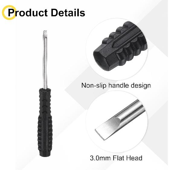 Uxcell Mini Schlitzschraubendreher 3,0 mm 98 mm Länge Mikro-Präzisions-Flachkopfschraubendreher mit rutschfestem Griff für Uhr, Brille, Handy