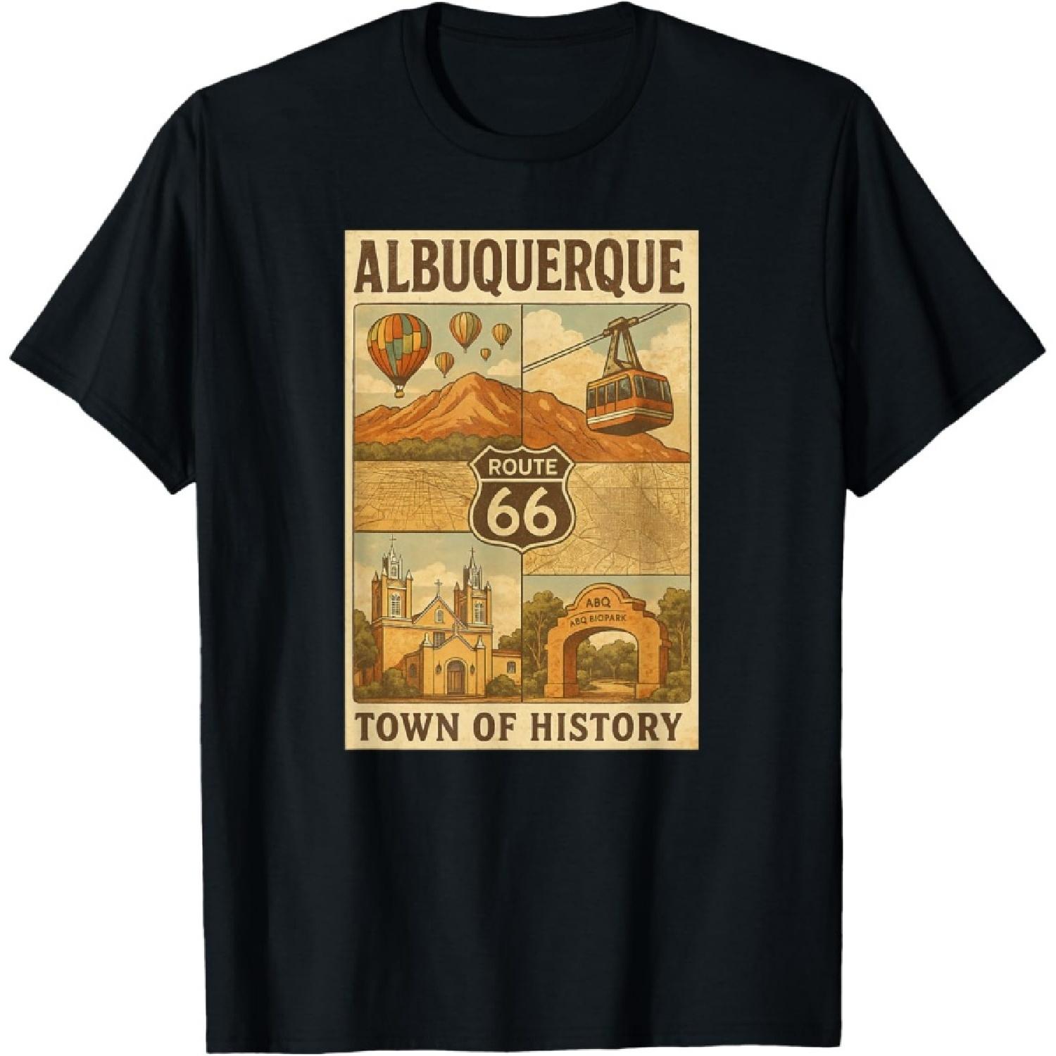 

Albuquerque 66 Shirt Retro Town History Hot Air Tram T-Shirt XXXXXL чорний