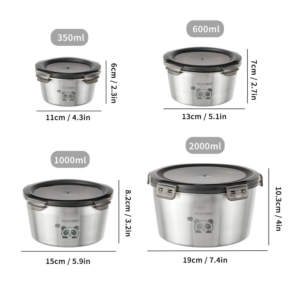 304 Stainless Steel Food Preservation Box Round Fruit Vegetable Fresh-keeping Box With Lid Heatable Fridge Crisper