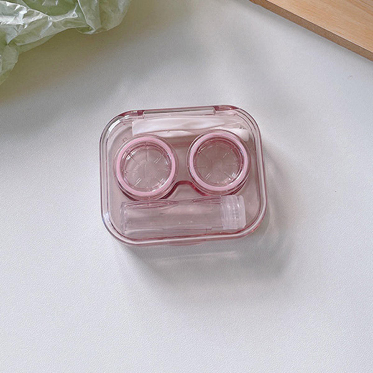 

Transparent Contact Lenses Box Portable Invisible Lens Case with Tweezer Remover Tools Travel Contact Lenses Soak Container Box one size цвітіння вишні, рожевий колір