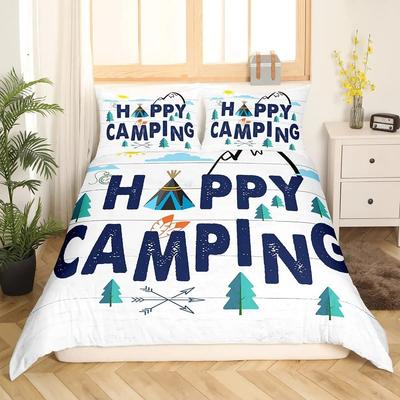 Happy Camping Bedding Set Single Twin Full Queen King Size Polyester Bedroom Duvet Cover Aldult Kids Comforter Quilt Cover Set