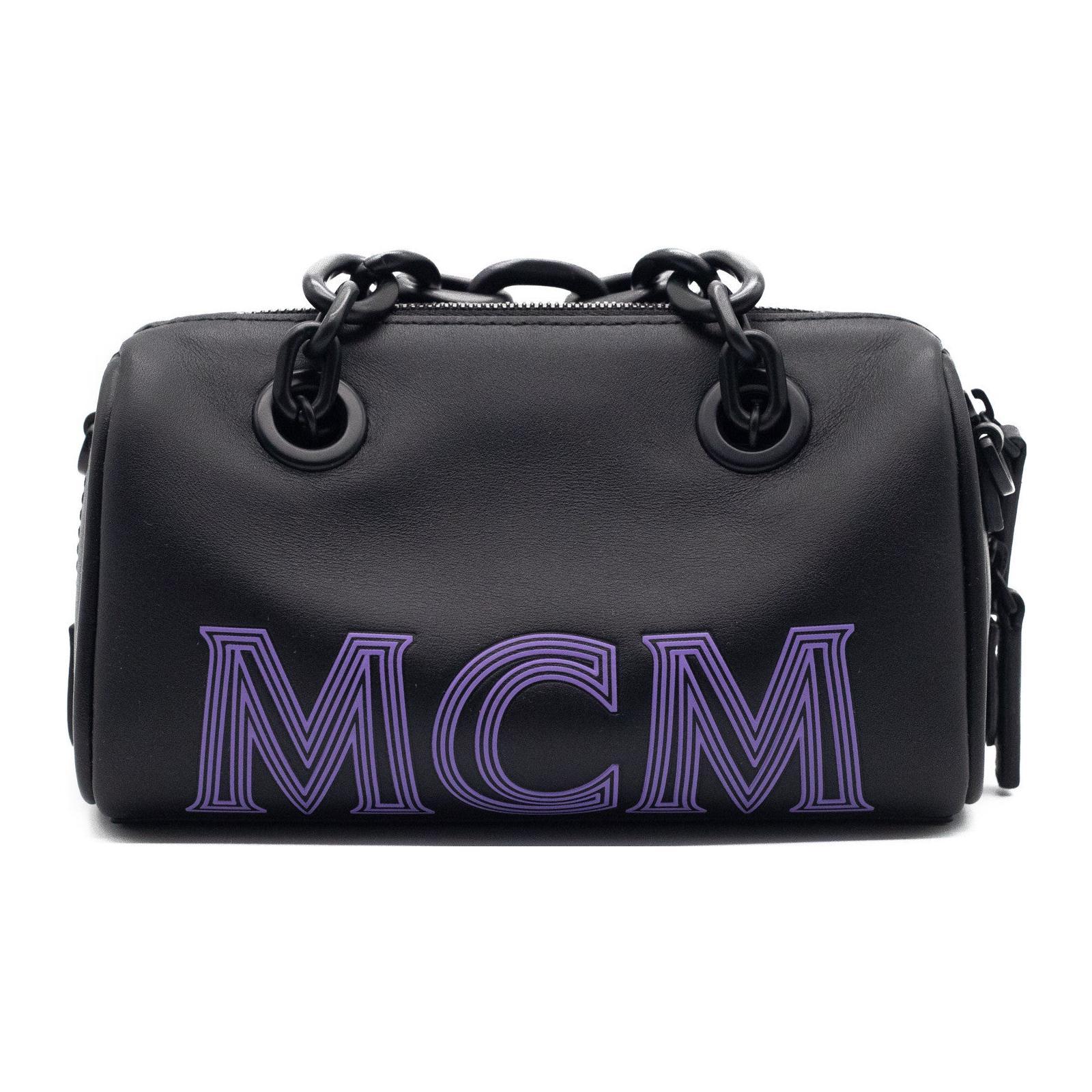 

New MCM Leather Boston Bag, Pillow Bag, Shoulder Bag, Crossbody Bag, Handbag Mini Women s Black MWBCSSX01BK001 18.0*8.1*9.9CM