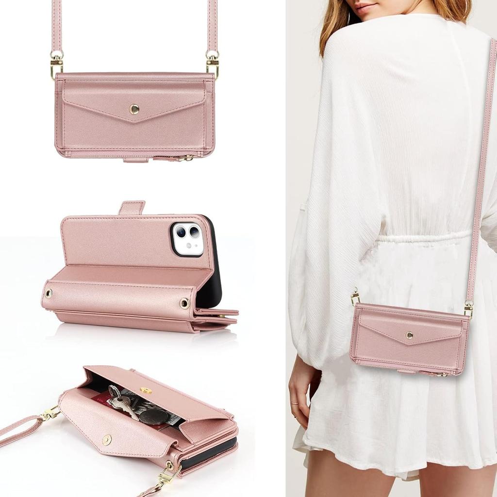 for iPhone 12 pro Wallet case,for iPhone 12 Phone case with Zipper Card Holders for Women Slots Crossbody Flip Folio Book Cover with Credit Card