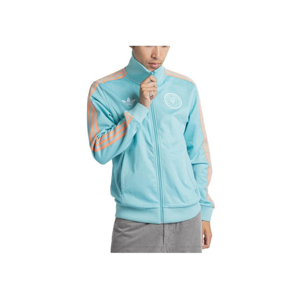 Adidas Originals Ss24 Inter Miami Cf Striped Comfortable Stylish Full Zip Retro Sports Stand Collar Jacket Men Jackets Mint-Green JJ1829