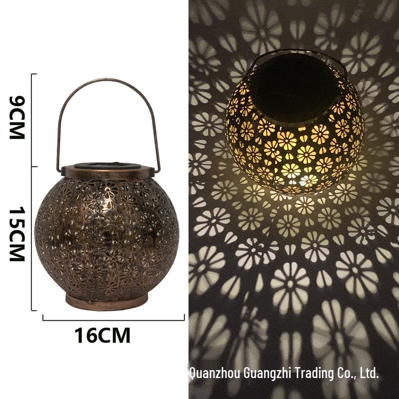 

Трансграничный солнечный фонарь: Кованый Железный Проекционный Светильник Пион для Сада и Двора.