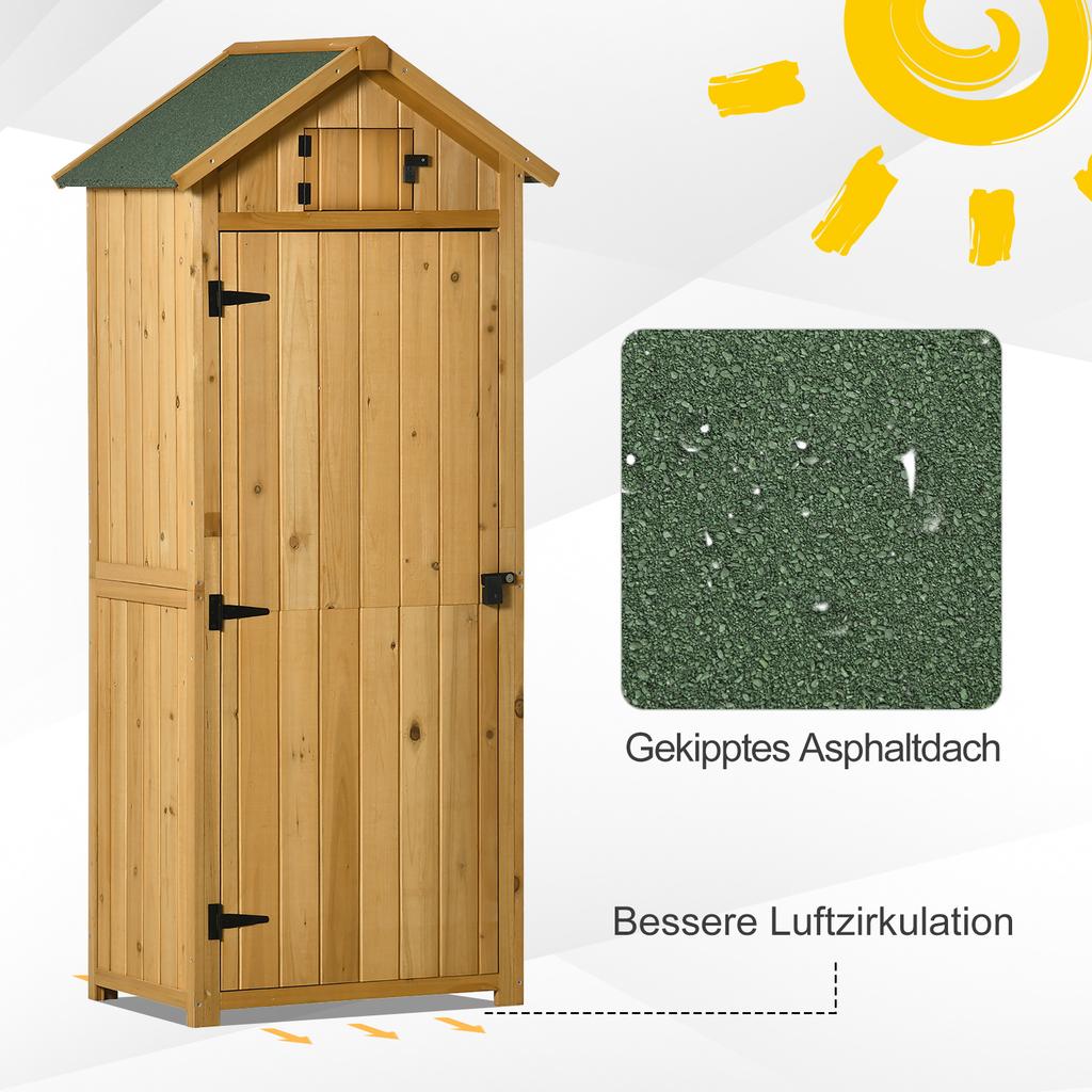 Capanno da Giardino Verticale Utilità 3 Ripiani Capanno Legno Esterno Unità di Stoccaggio Attrezzi da Giardino Armadietto di Stoccaggio, 77 x 54,2 x 179 cm - Marrone