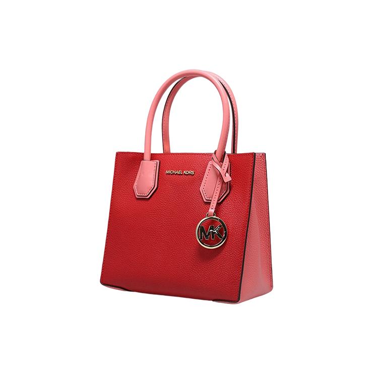 New MICHAEL KORS Mercer Leather Handbag, Shoulder Bag Small Women's Dark Red Watermelon Red 35S1GM9M2T-FLAME-MULTI