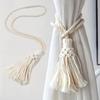 2Pcs Boho Style Curtain Tiebacks Minimalist Handcrafted Boho Curtain Tiebacks Tassel Adjustable Macrame Curtain Tiebacks