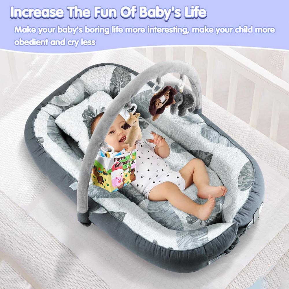 Tragbares, bionisches Anti-Schreck-Babybett mit abnehmbarem, berührbarem Spielzeug