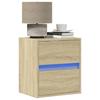 VidaXL Wall-mounted Bedside Table with LED Lights Sonoma Oak, Floating Bedside Table, Phone Holder, Furniture of 3307965