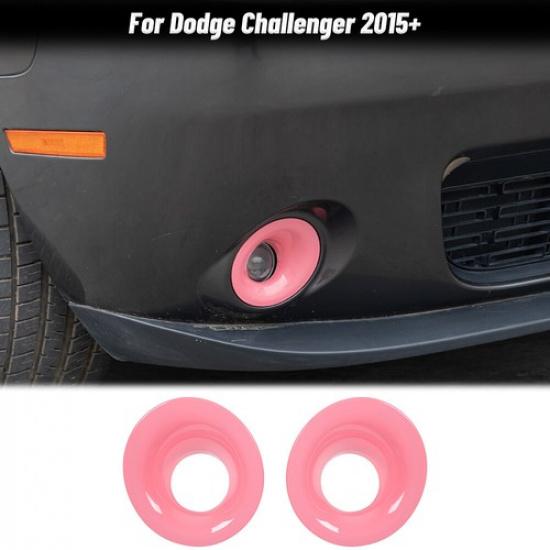 Front Fog Light Lamp Trim Cover Bezels Accessories For Dodge Challenger 15+ Pink