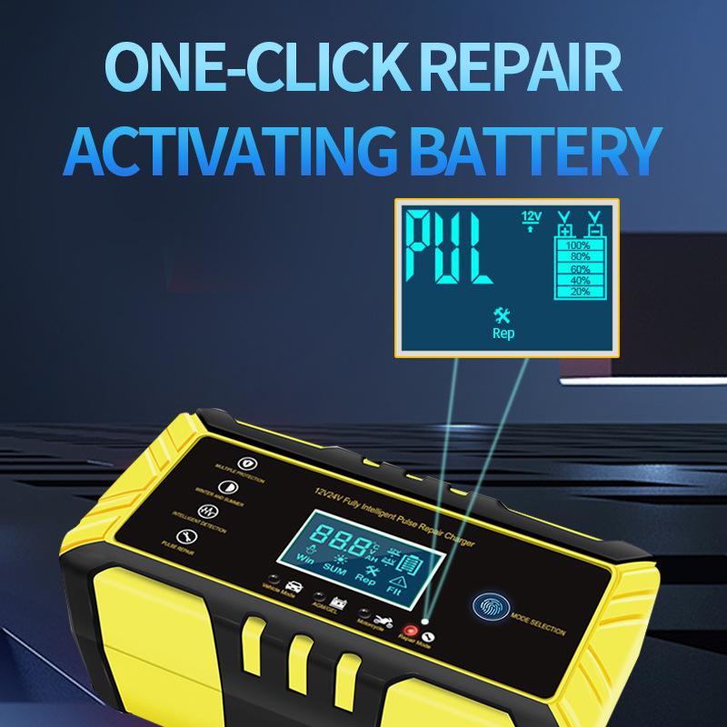 Fully Automatic Car Battery Charger 12V-24V 8A 6A Pulse Repair LCD Battery Charge for Car Lead Acid Battery Agm Gel Wet
