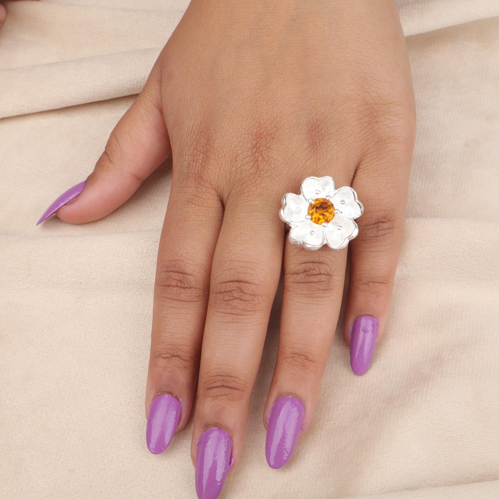 

Натуральный цитрин, драгоценный камень, серебро 925 пробы, бохо-украшение, эффектное женское кольцо, CZR-1-2 9.5