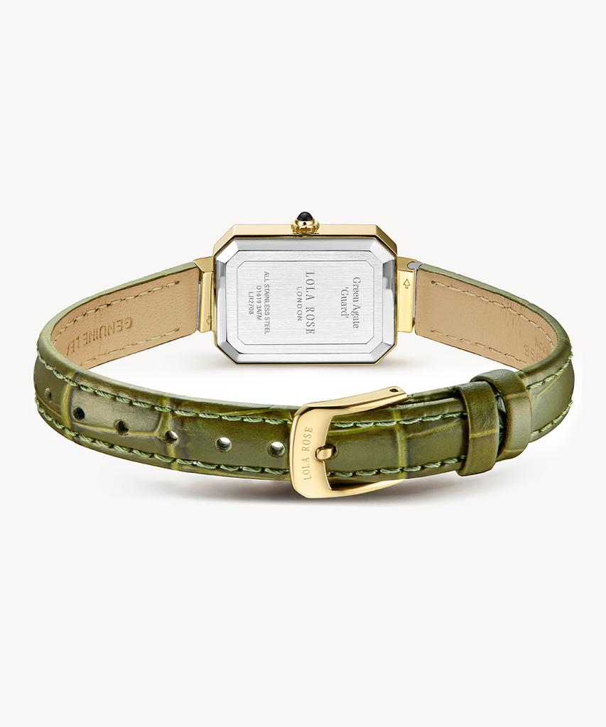 Lollalojeu Ms. Lola Green Onyx Zirconia Leather Wristwatch
