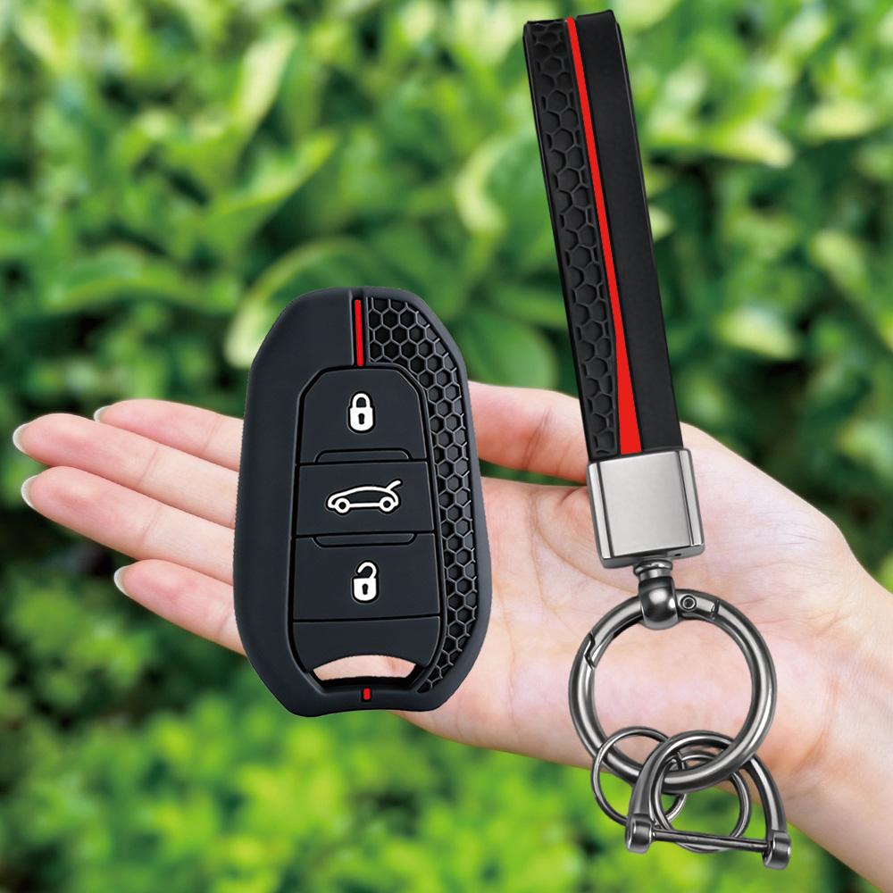 Silicone Car Smart Key Case Shell Cover Protector Fob For Peugeot 308 408 508 2008 3008 4008 5008 Citroen Keychain Accessories