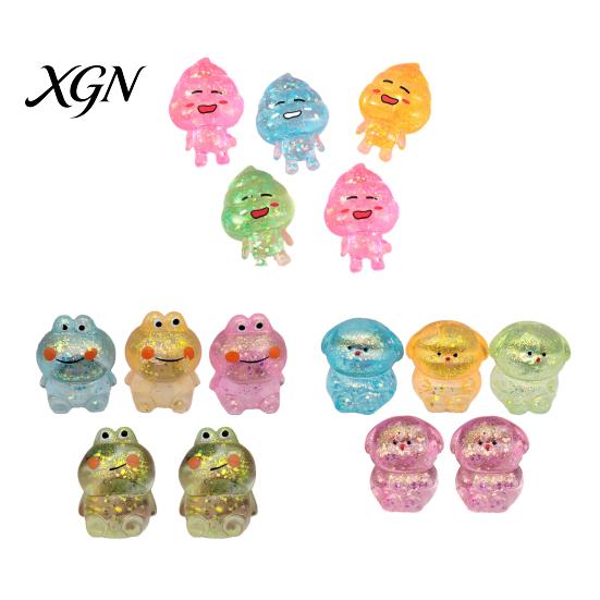 TPR Stress Ball 5Pcs Glitter Animal Sugar Anxiety Relief Clear Frog Anti-stress Toy Dog Cartoon Shit Squeeze Sensory Decompression
