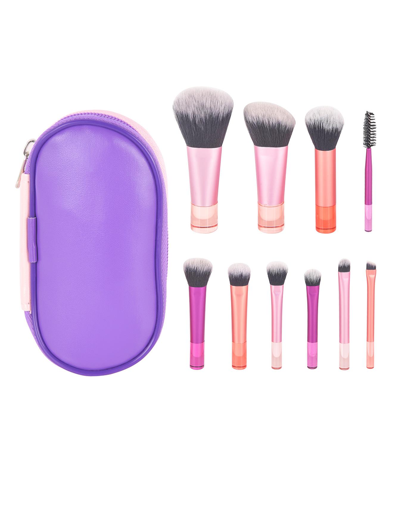 

10 черных мини-кистей для макияжа, портативный дорожный инструмент для макияжа, пуховка для макияжа - кисть для ладони, профессиональный набор инструментов для макияжа разноцветный