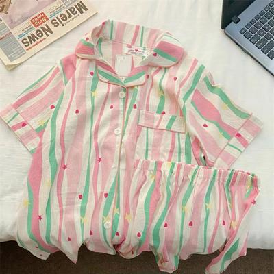 Pyjama-Set für Damen Sommer Hausanzug Set Pyjama Weiche Nachtwäsche Damen Loungewear Baumwoll-Shorts Set Hausanzüge