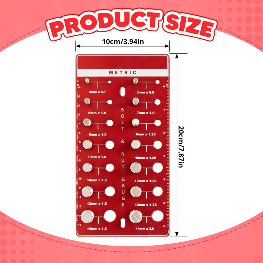 Thread Checker Bolt Size , Metric, Portable High Performance Quick Measurement Measuring Tool