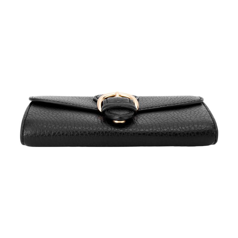 COACH Kleo Casual Travel Buckle Flap Sandwich Leather Clutch Wallet Small Women's Black