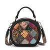 New European and American Retro Women's Bag with Top Layer Cowhide, Fashionable and Casual Splicing, Women's Handbag, Single Shoulder Crossbody Bag