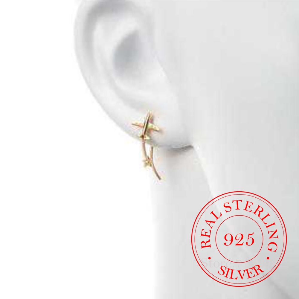 925 Sterling Silver Airplane Star Stud Earrings for Women 2025 Fashion Charm Wedding Engagement Party Jewelry