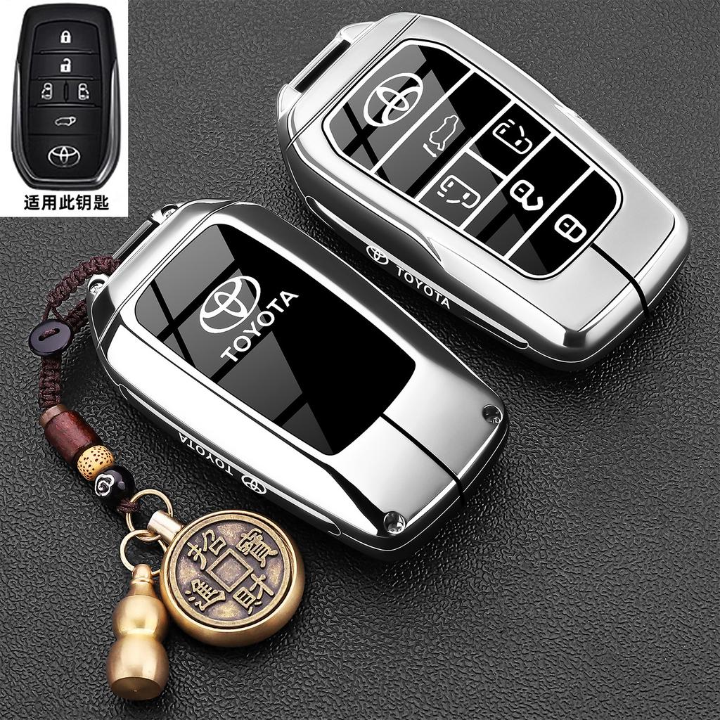Leather Car Key Cover Case Protection Shell Keychain For Toyota Vellfire Alphard 30 Series Previa Tarago 5 6 Accessory